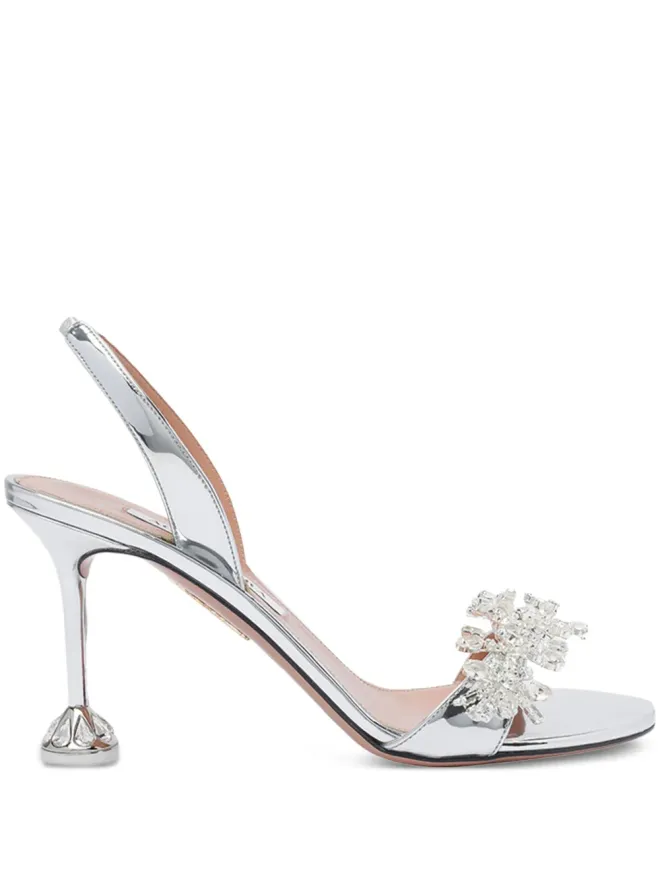 Aquazzura Aquazzura クリスタルエンブリッシュド・スリングバックサンダル（シルバー）の商品画像