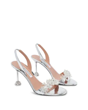 Aquazzura クリスタルエンブリッシュド・スリングバックサンダル（シルバー） - サムネイル2