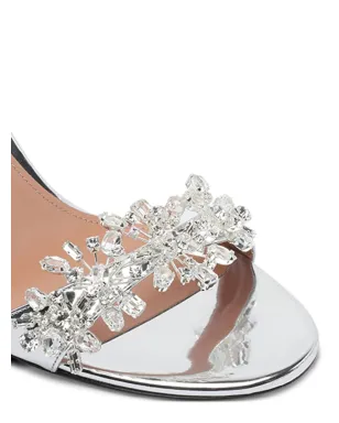 Aquazzura クリスタルエンブリッシュド・スリングバックサンダル（シルバー） - サムネイル4