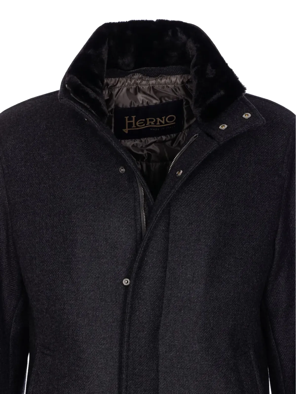Herno ハイネックシアリングカラーコート - 画像4