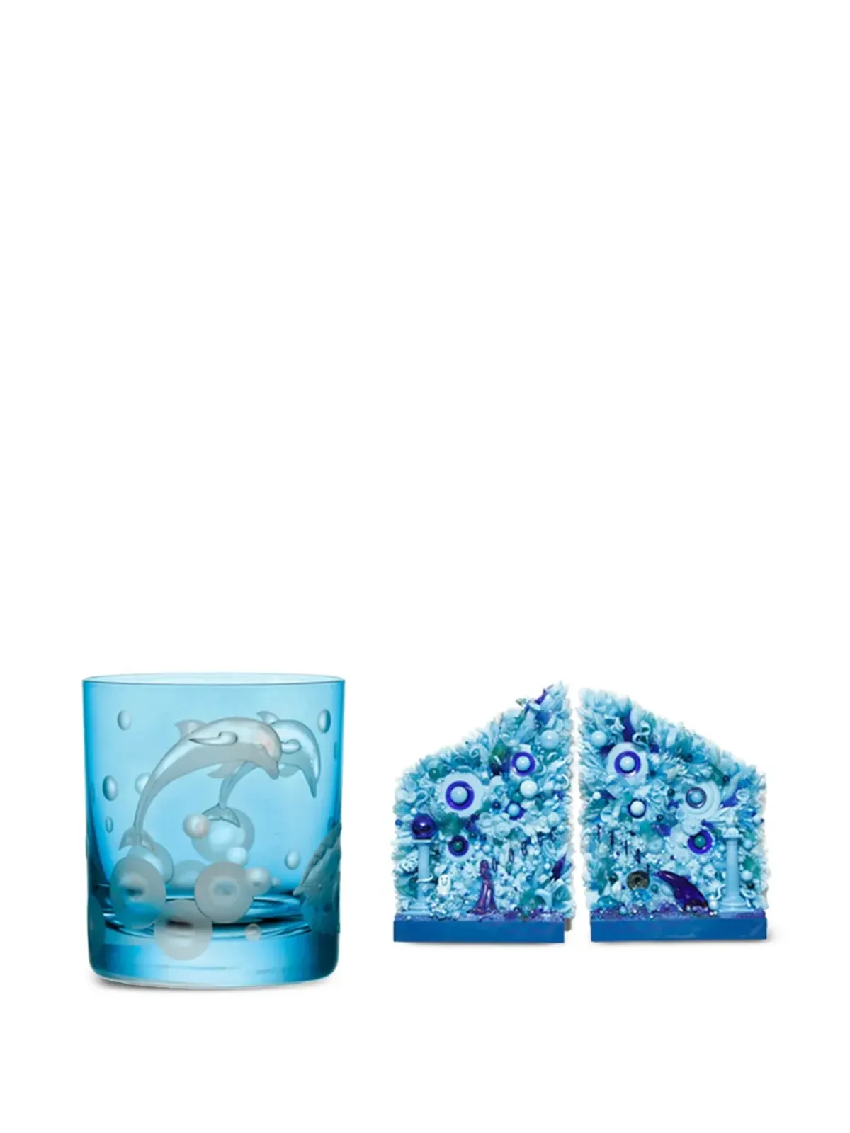 Artel Flights of Fantasy Dolphins in Sky with Pearls-motif glass - Blue - 画像3