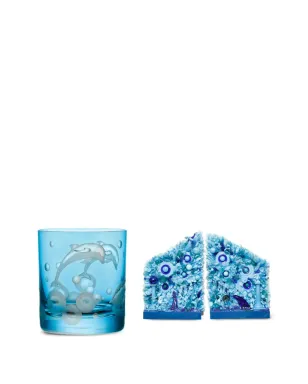 Artel Flights of Fantasy Dolphins in Sky with Pearls-motif glass - Blue - サムネイル3