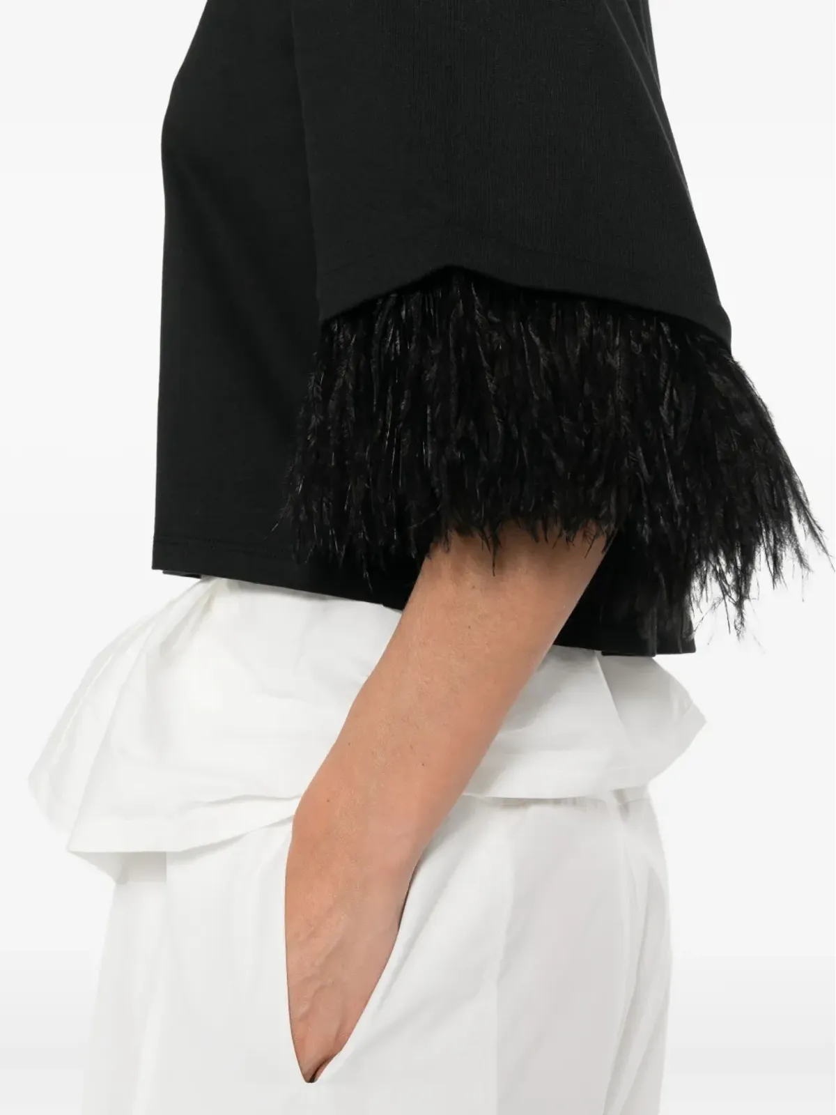 Dorothee Schumacher 羽毛トリム付きコットントップス（クロップド丈） - 画像5