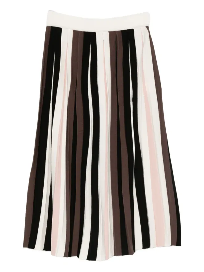 Max Mara Max Mara ストライプ柄プリーツミディスカート - ブラックの商品画像