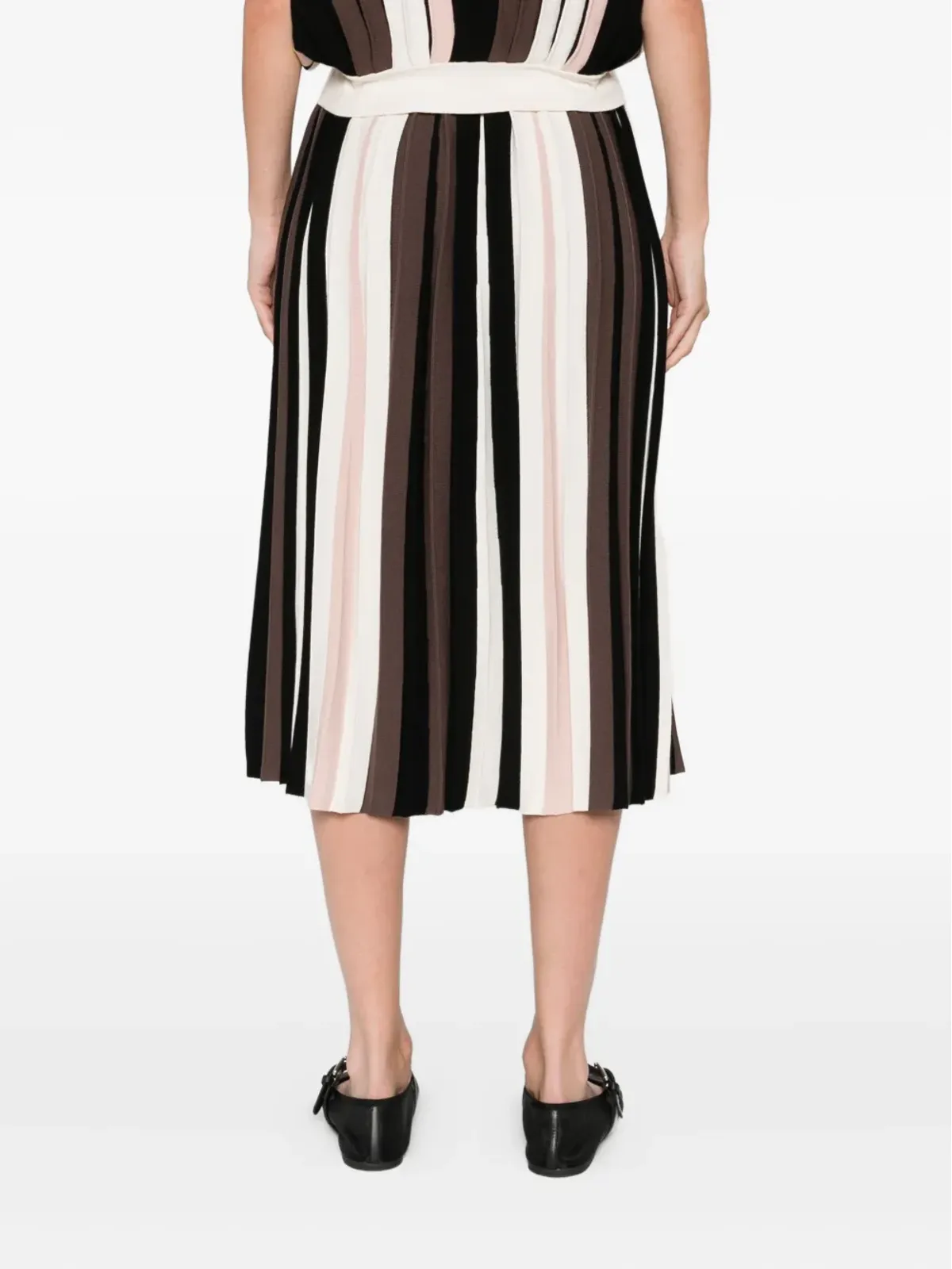 Max Mara ストライプ柄プリーツミディスカート - ブラック - 画像4