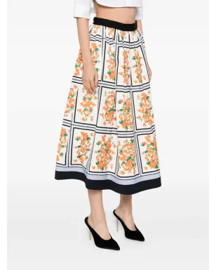 Carolina Herrera 花柄プリント ミディスカート - White - サムネイル3
