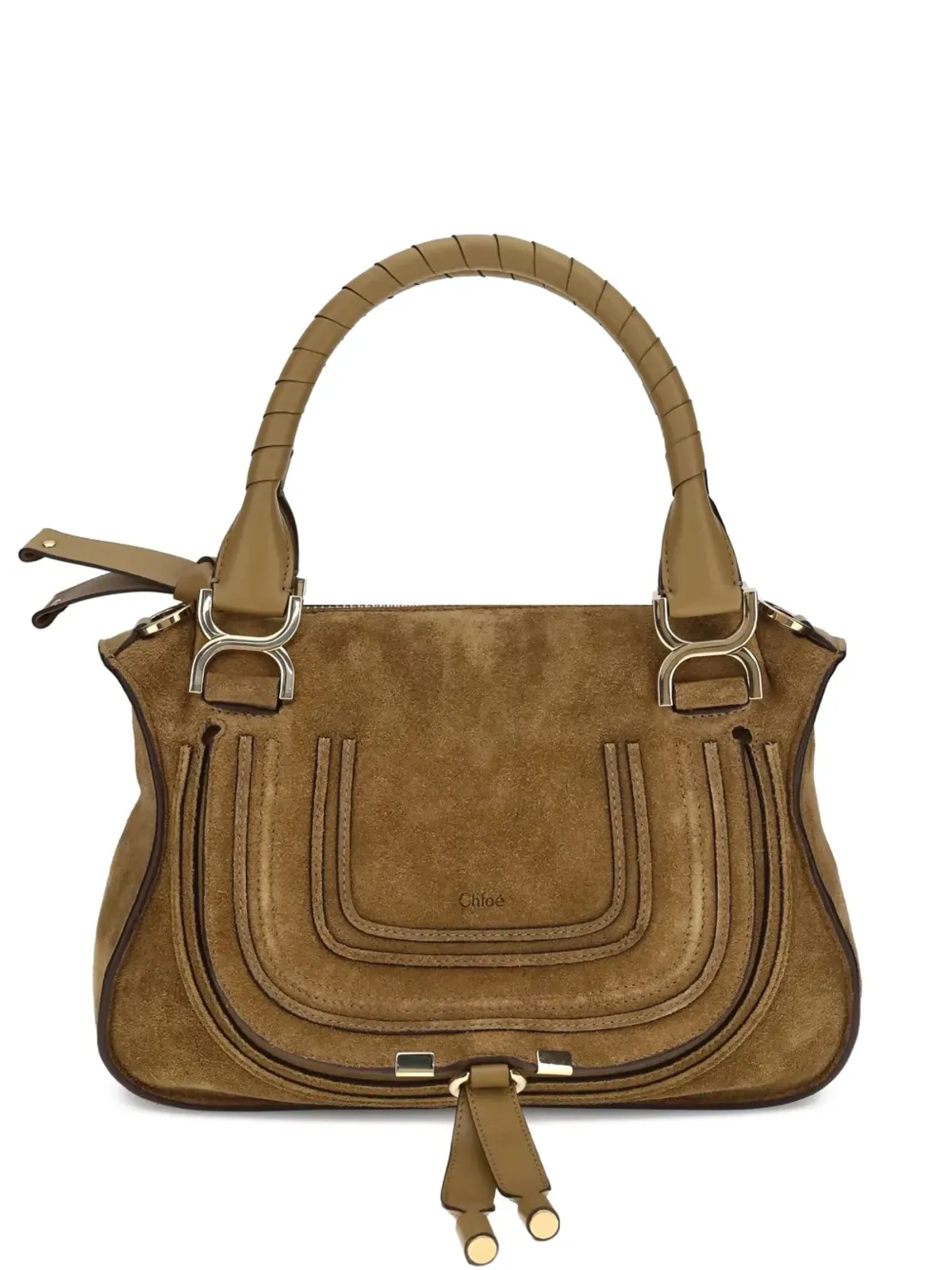 Chloé マルシー スエード×レザー クロスボディバッグ ブラウン - 画像1