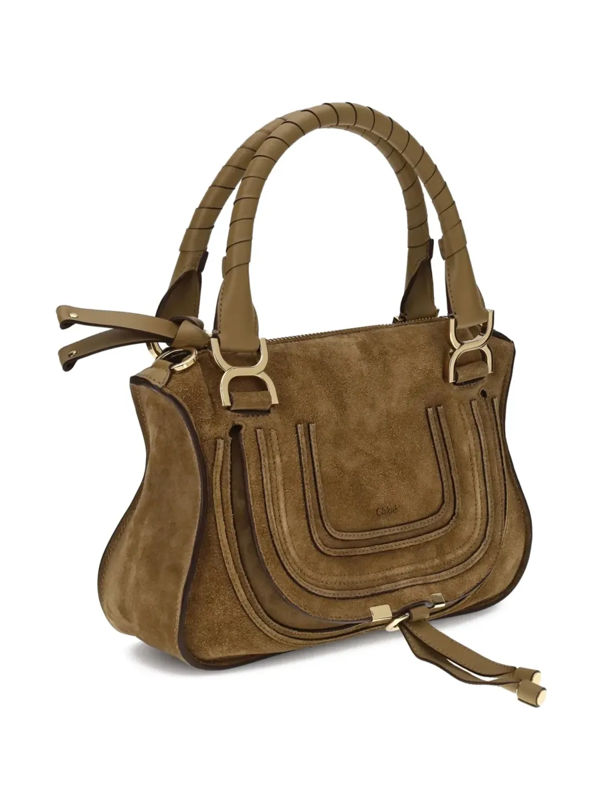 Chloé マルシー スエード×レザー クロスボディバッグ ブラウン - 画像3