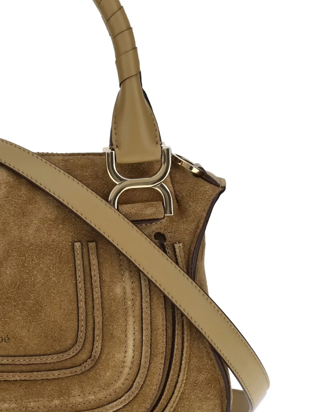 Chloé マルシー スエード×レザー クロスボディバッグ ブラウン - 画像4