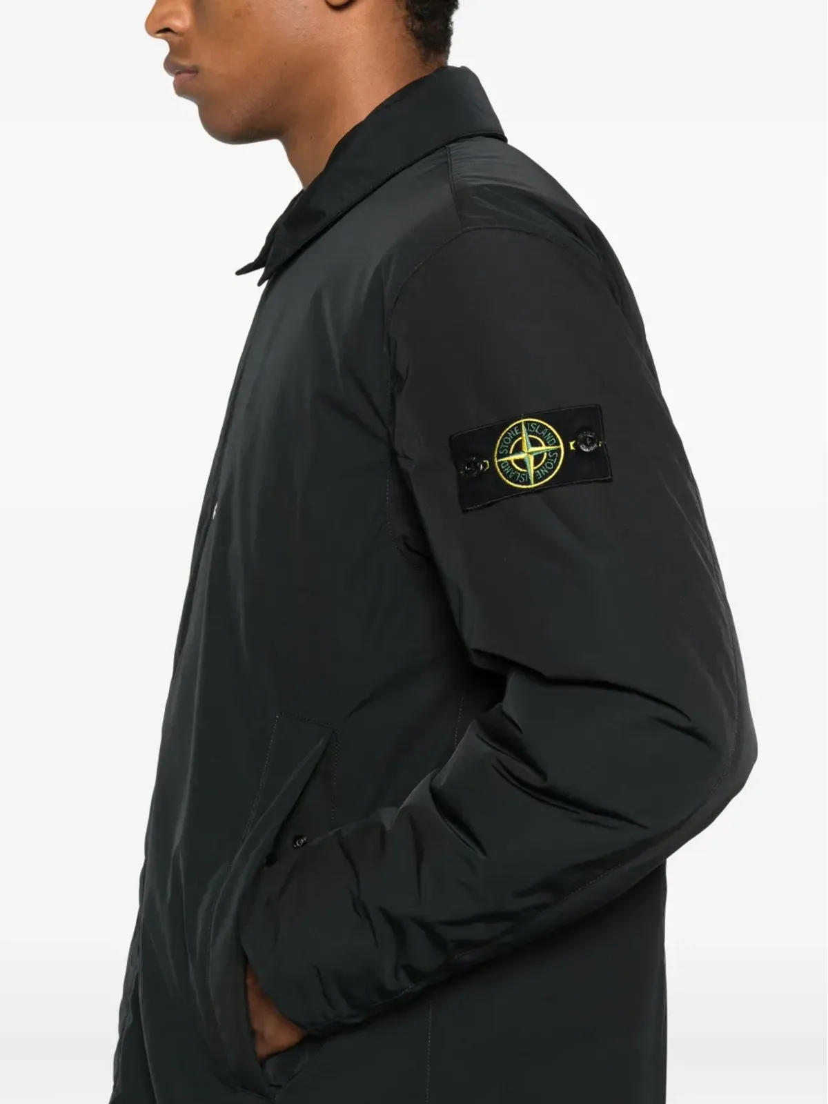 Stone Island パッチポケット付きリサイクルポリエステル コート ブラック - 画像5
