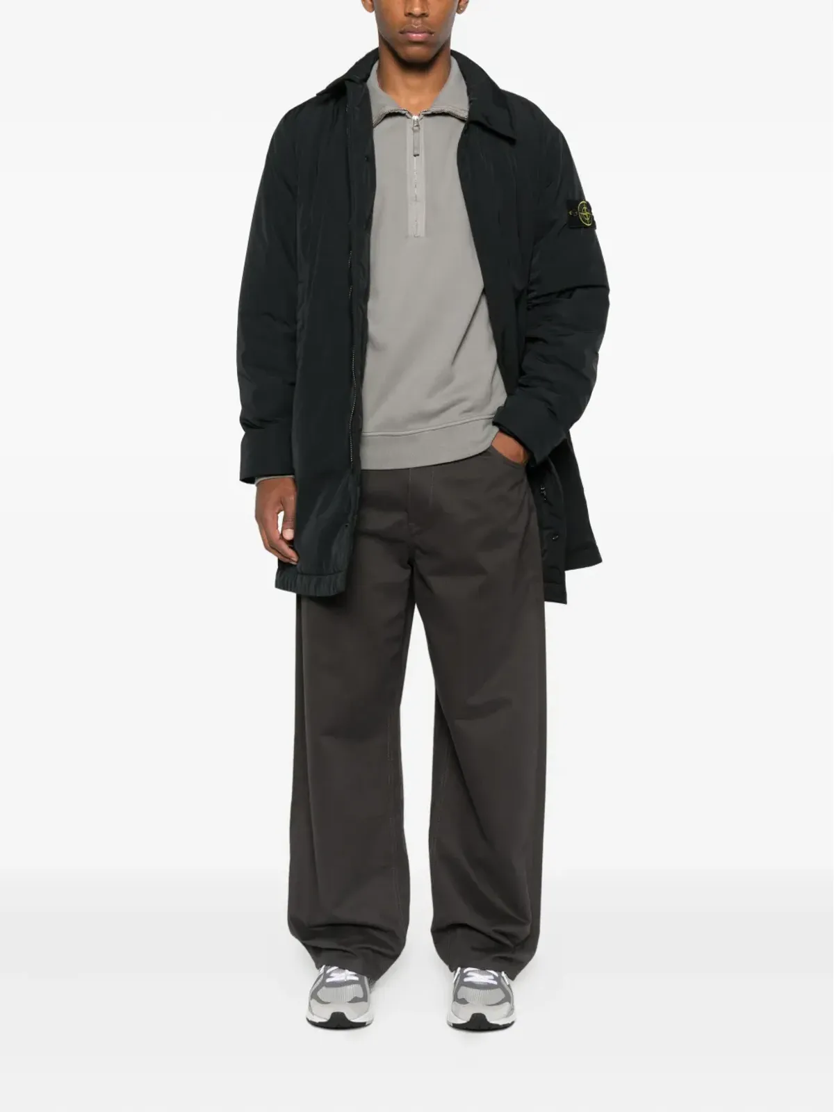 Stone Island パッチポケット付きリサイクルポリエステル コート ブラック - 画像2