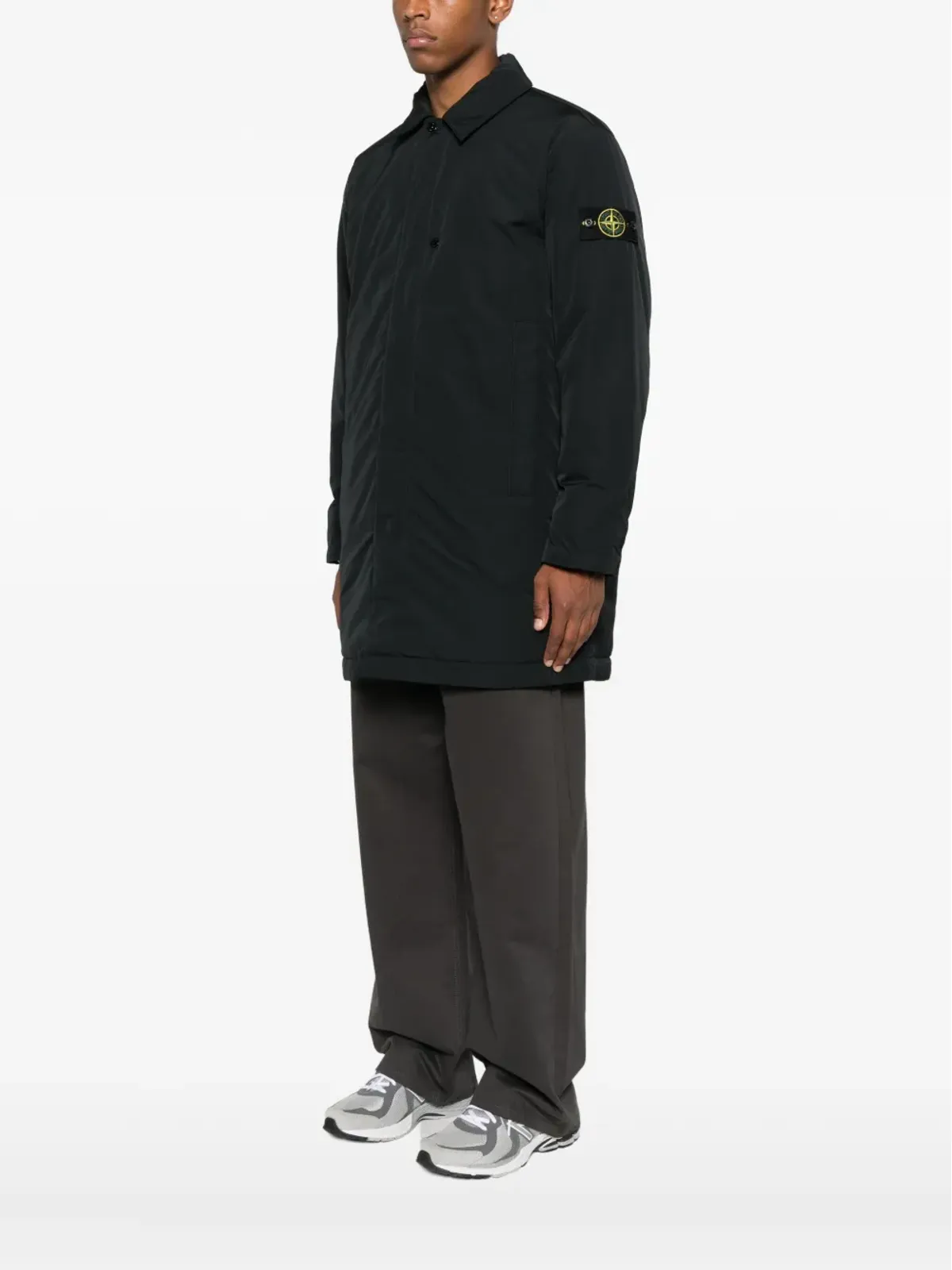Stone Island パッチポケット付きリサイクルポリエステル コート ブラック - 画像3