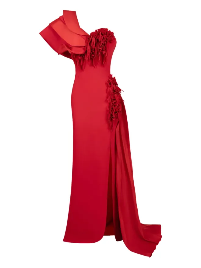 Gaby Charbachy Gaby Charbachy ラッフルディテールのサイドスプリット イブニングドレスの商品画像