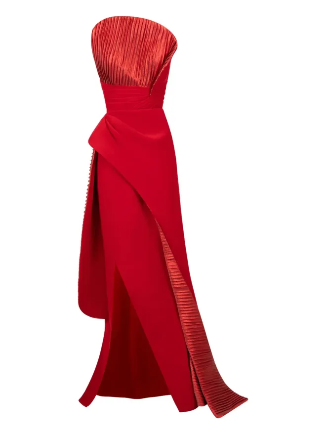 Gaby Charbachy Gaby Charbachy プリーツ入りドレープイブニングドレスの商品画像