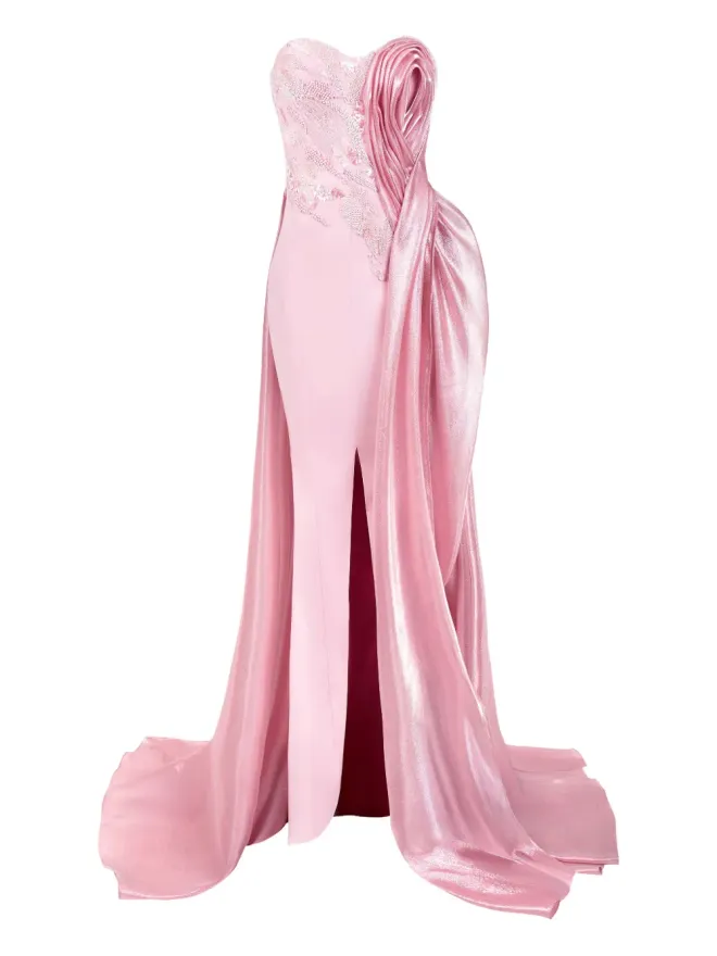 Gaby Charbachy Gaby Charbachy ローズディテールをあしらったストラップレスのイブニングドレスの商品画像