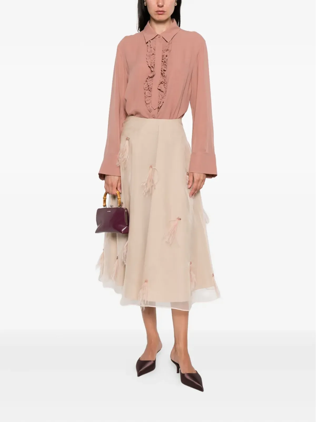Dorothee Schumacher 羽毛装飾のチュールスカート - 画像2