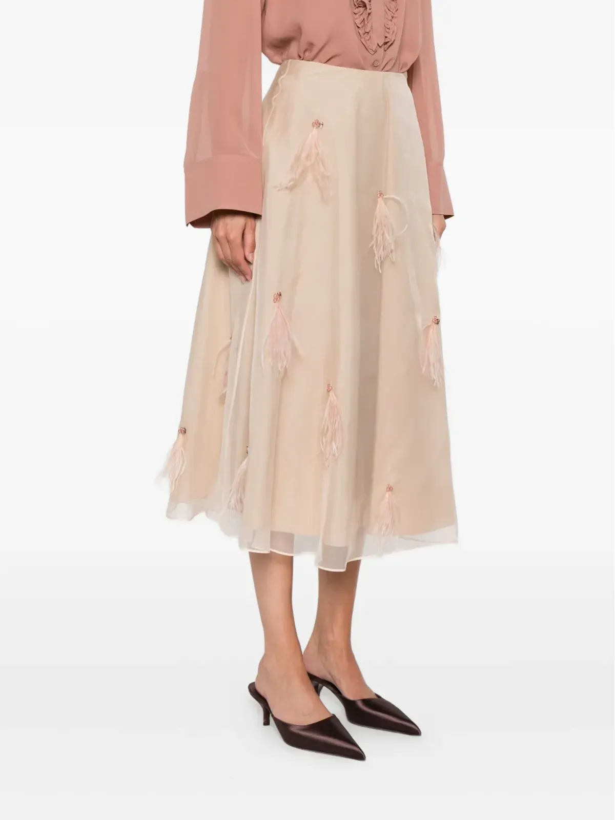 Dorothee Schumacher 羽毛装飾のチュールスカート - 画像3
