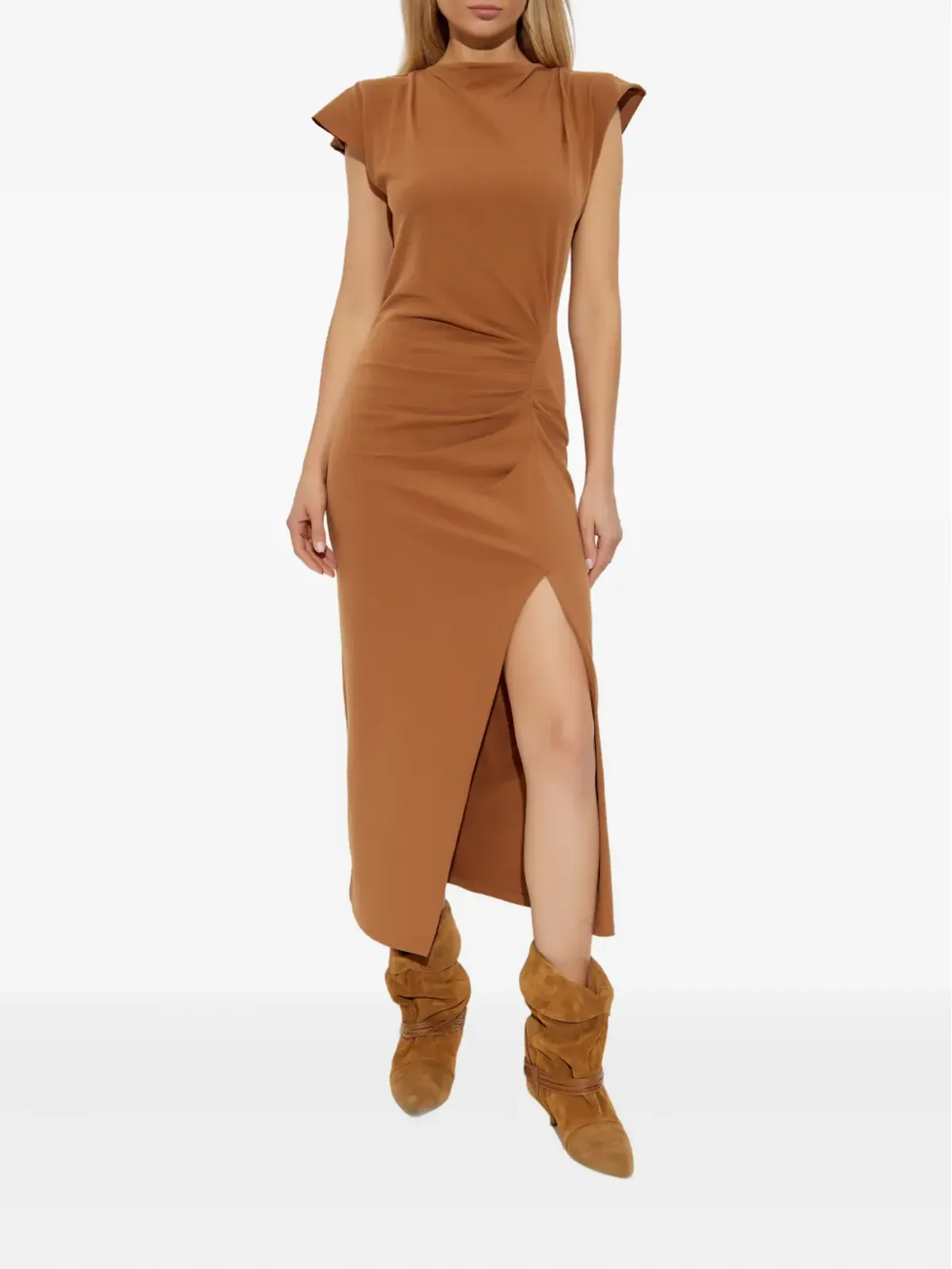 ISABEL MARANT Nadela サイドスプリット・ドレープ ミディドレス - 画像3