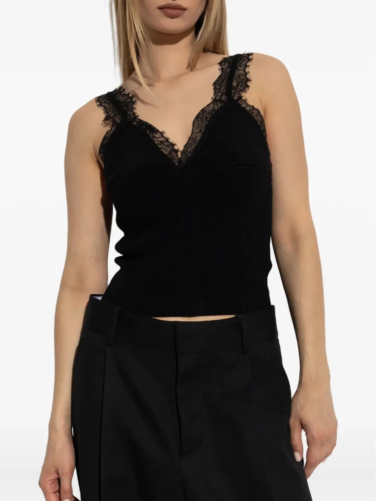 Blumarine レーストリムリブ編みトップ - 画像3