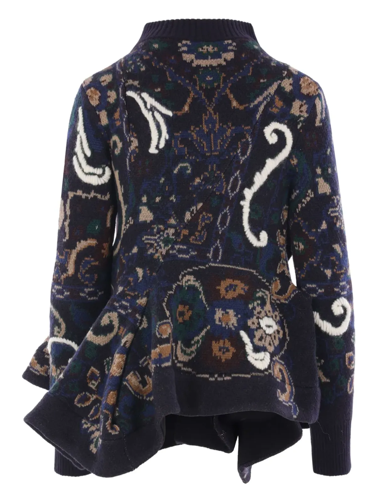 sacai 柄入りフリル付きウールセーター - ブラック - 画像2