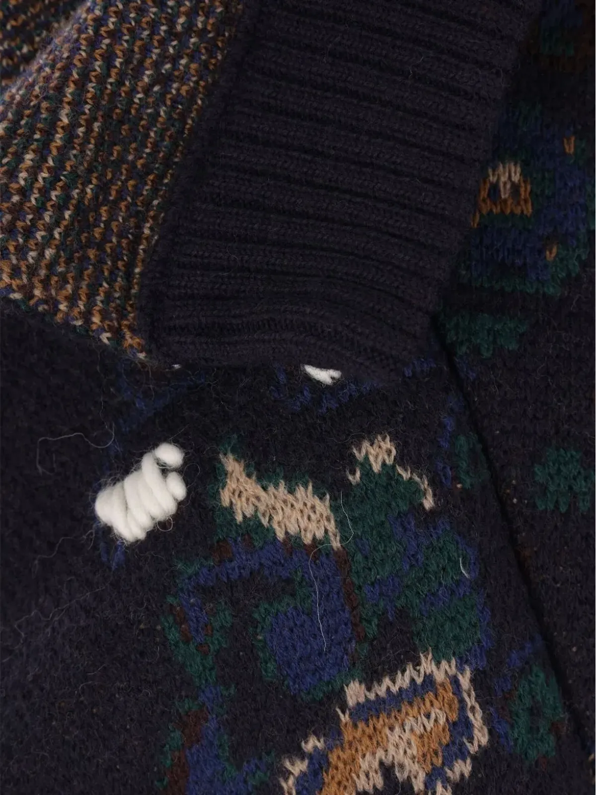 sacai 柄入りフリル付きウールセーター - ブラック - 画像3