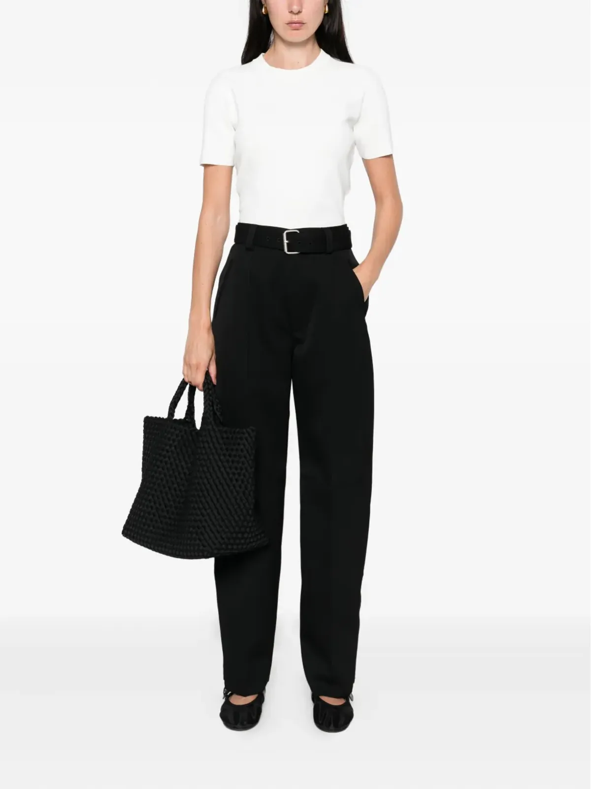 Max Mara リブ編みクルーネックTシャツ - 画像2