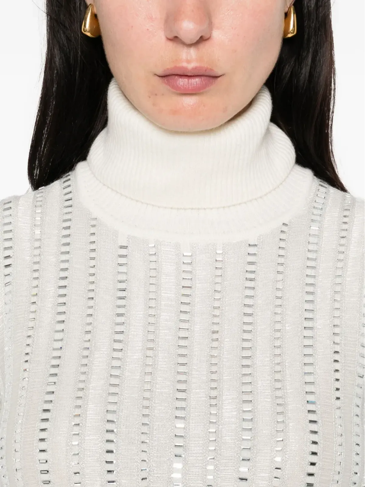 Ermanno Scervino ラインストーン付きタートルネックジャンパー - 画像5