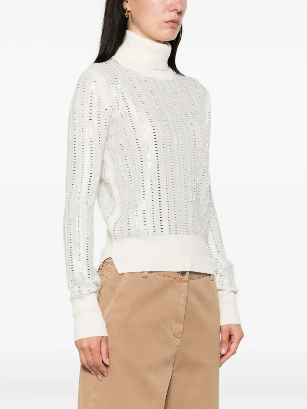 Ermanno Scervino ラインストーン付きタートルネックジャンパー - 画像3