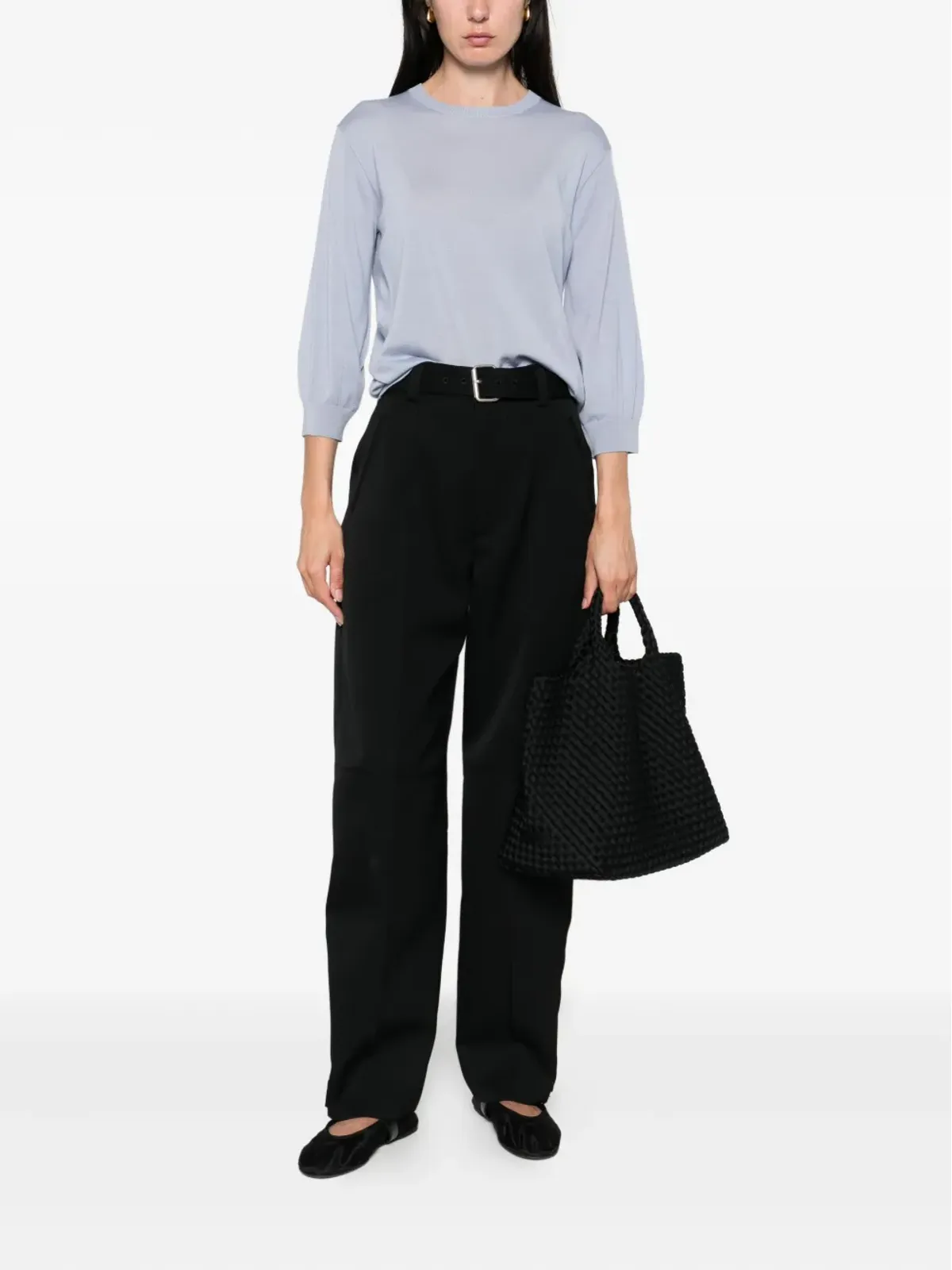 S Max Mara 丸首ウールトップ - 画像2