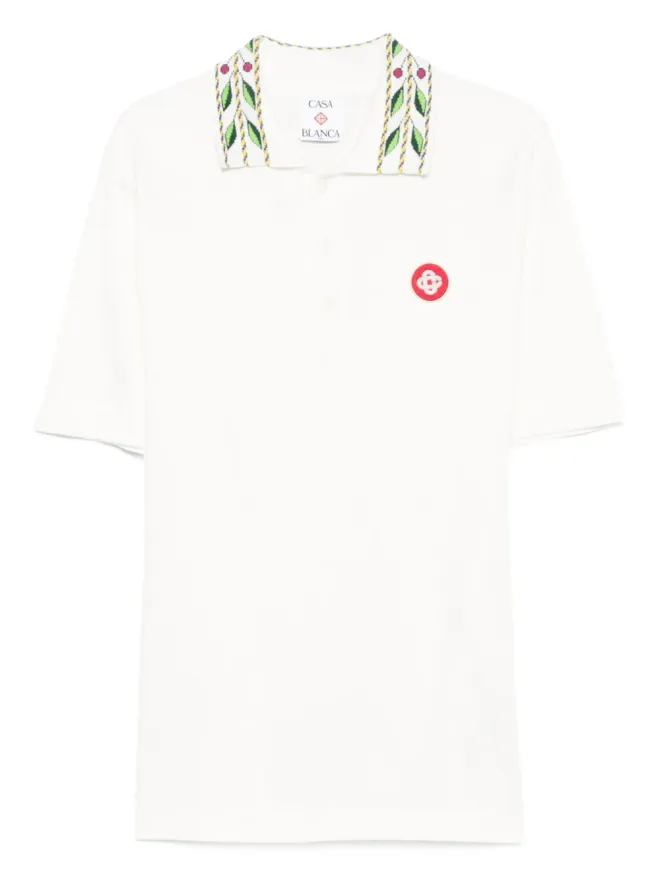 Casablanca Casablanca embroidered-collar polo shirt - Whiteの商品画像