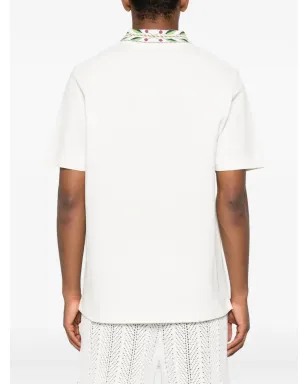 Casablanca embroidered-collar polo shirt - White - サムネイル3