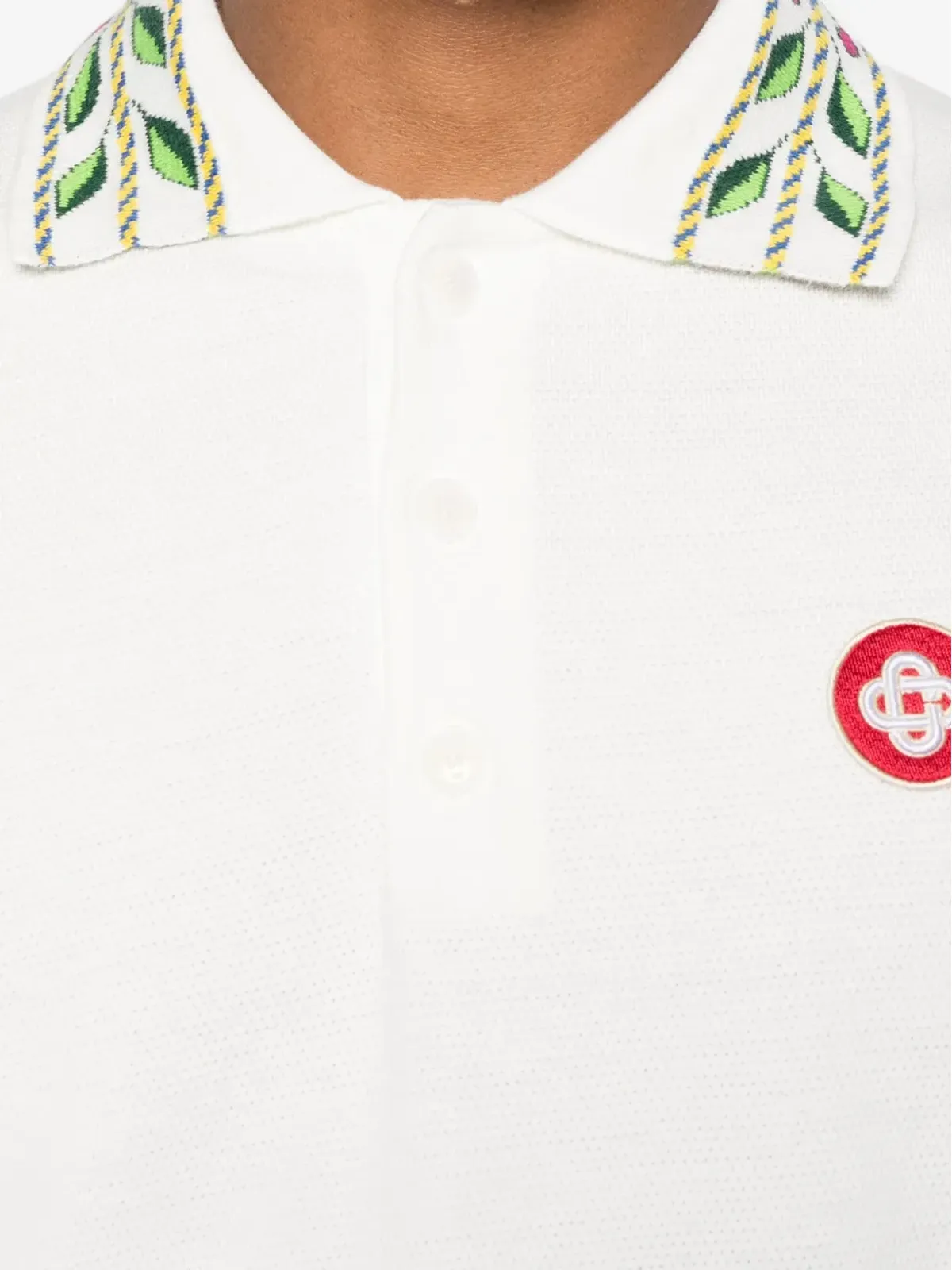 Casablanca embroidered-collar polo shirt - White - 画像4