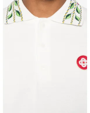 Casablanca embroidered-collar polo shirt - White - サムネイル4
