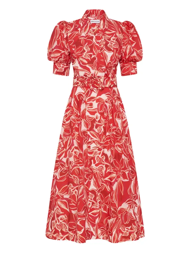 Rebecca Vallance Rebecca Vallance Alloure パフスリーブ花柄ミディドレスの商品画像