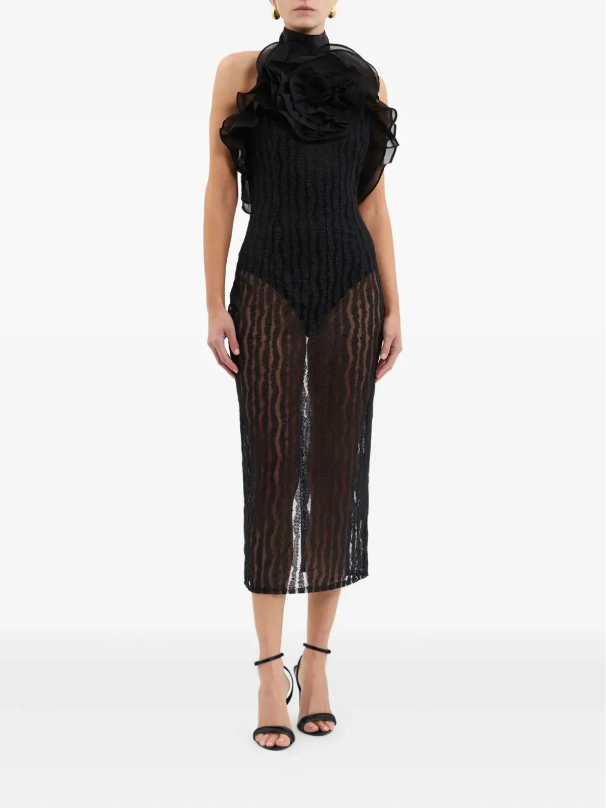 Rebecca Vallance Seraphina rose-embellished sheer dress - Black - 画像2
