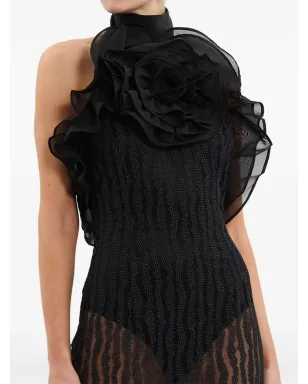 Rebecca Vallance Seraphina rose-embellished sheer dress - Black - サムネイル4