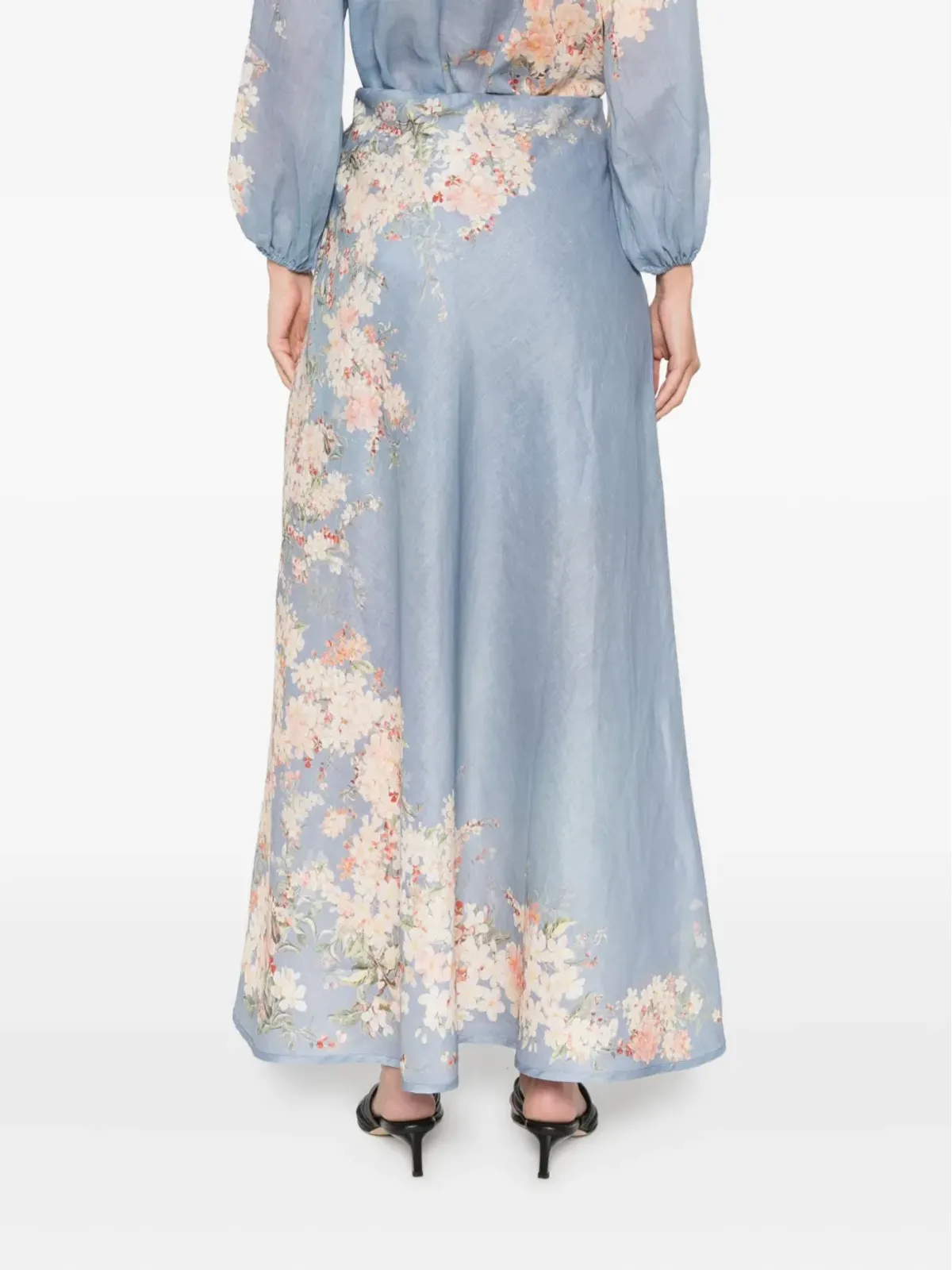 ZIMMERMANN カスカディアン花柄リネン スカート（ブルー） - 画像4