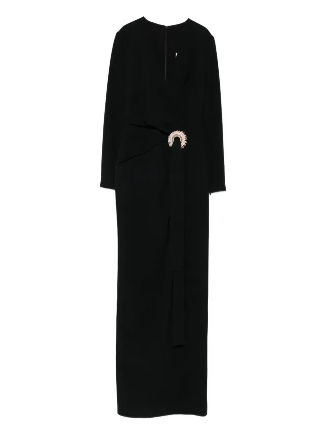 Elie Saab Elie Saab クリスタル装飾のラップマキシイブニングドレス - ブラックの商品画像