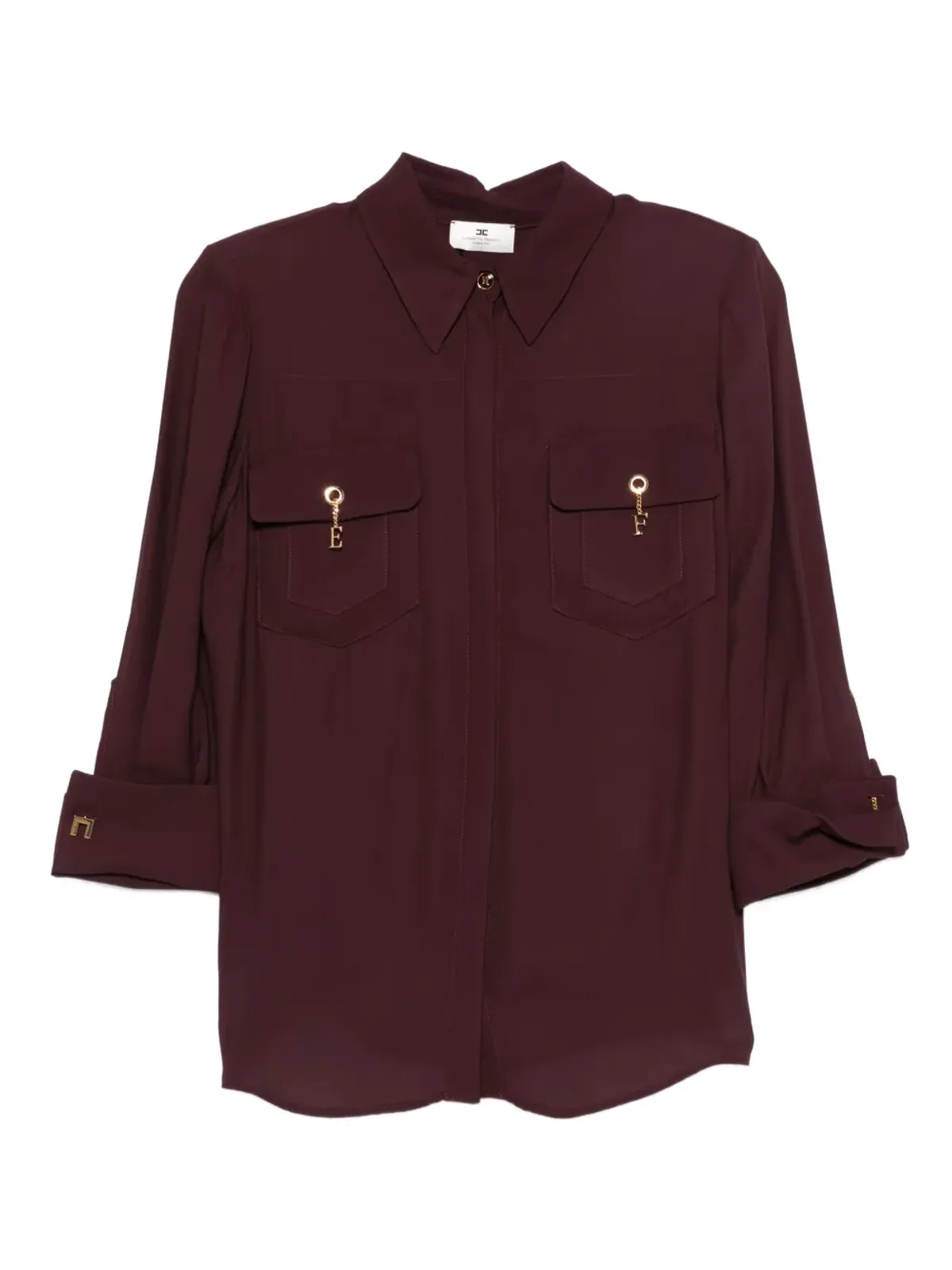 Elisabetta Franchi チャームディテール ポケットシャツ パープル - 画像1