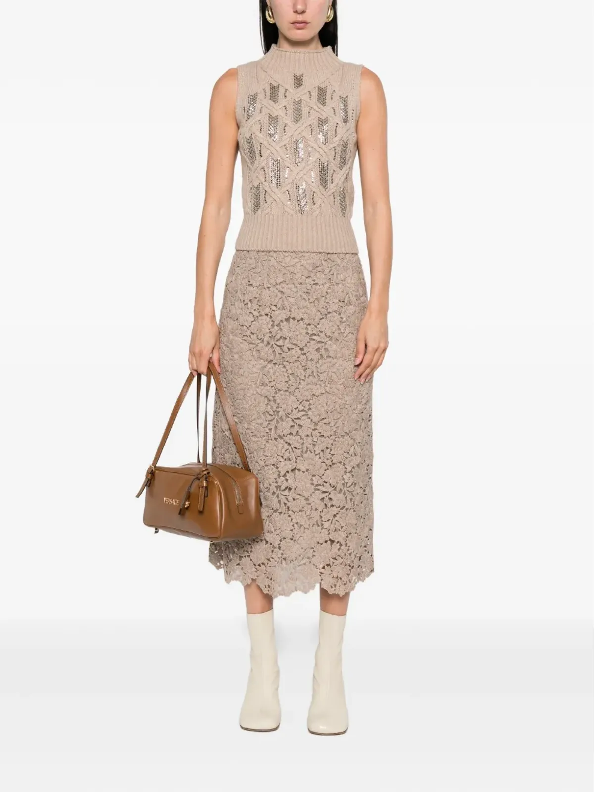 Ermanno Scervino 花柄レース ミディスカート - 画像2