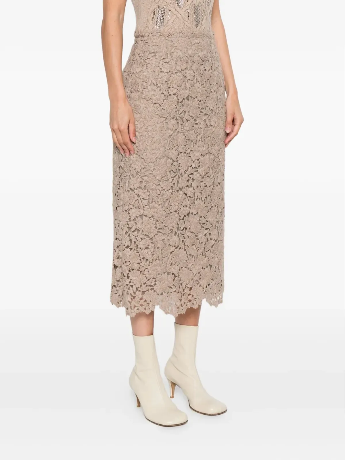 Ermanno Scervino 花柄レース ミディスカート - 画像3