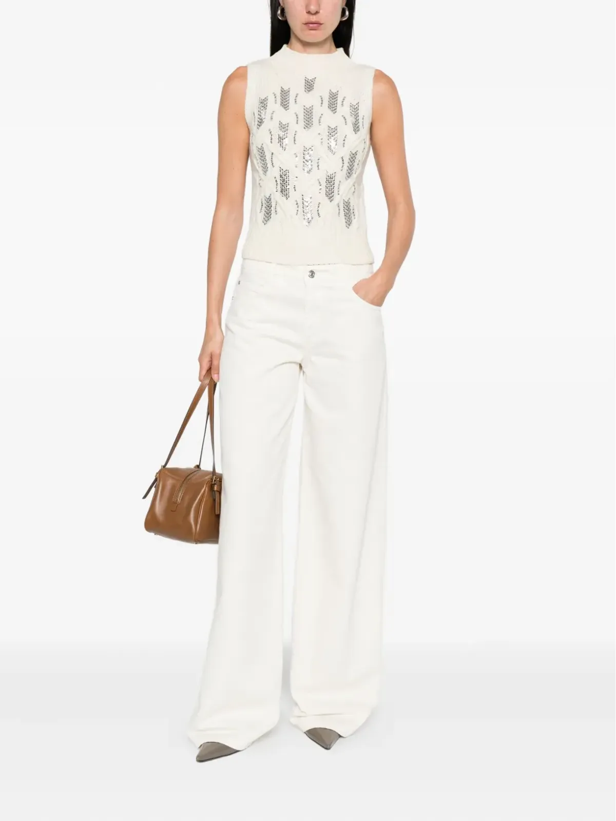 Ermanno Scervino デニムのワイドレッグジーンズ - 画像2