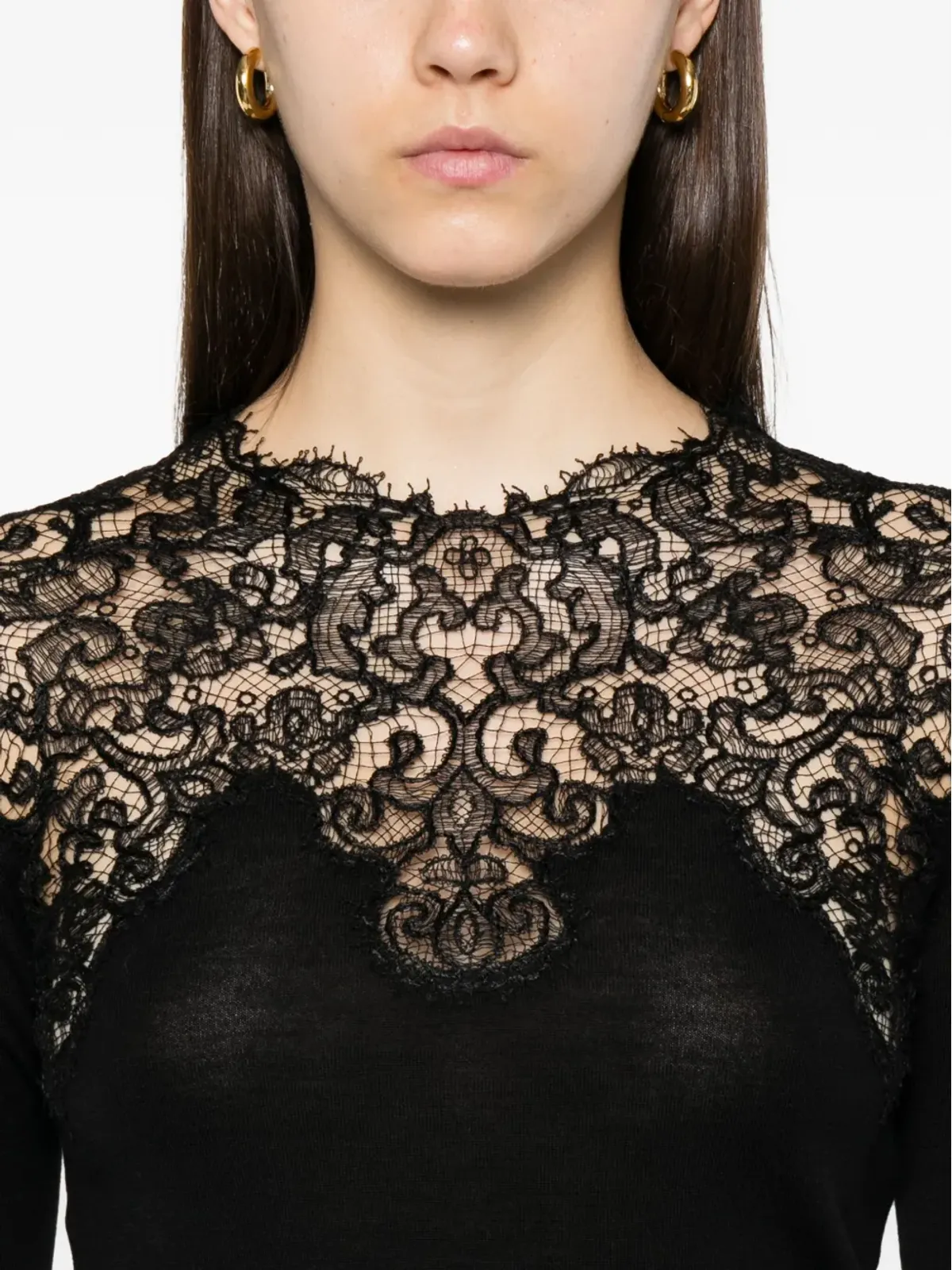 Ermanno Scervino レーストリムのメリノウールTシャツ - 画像5