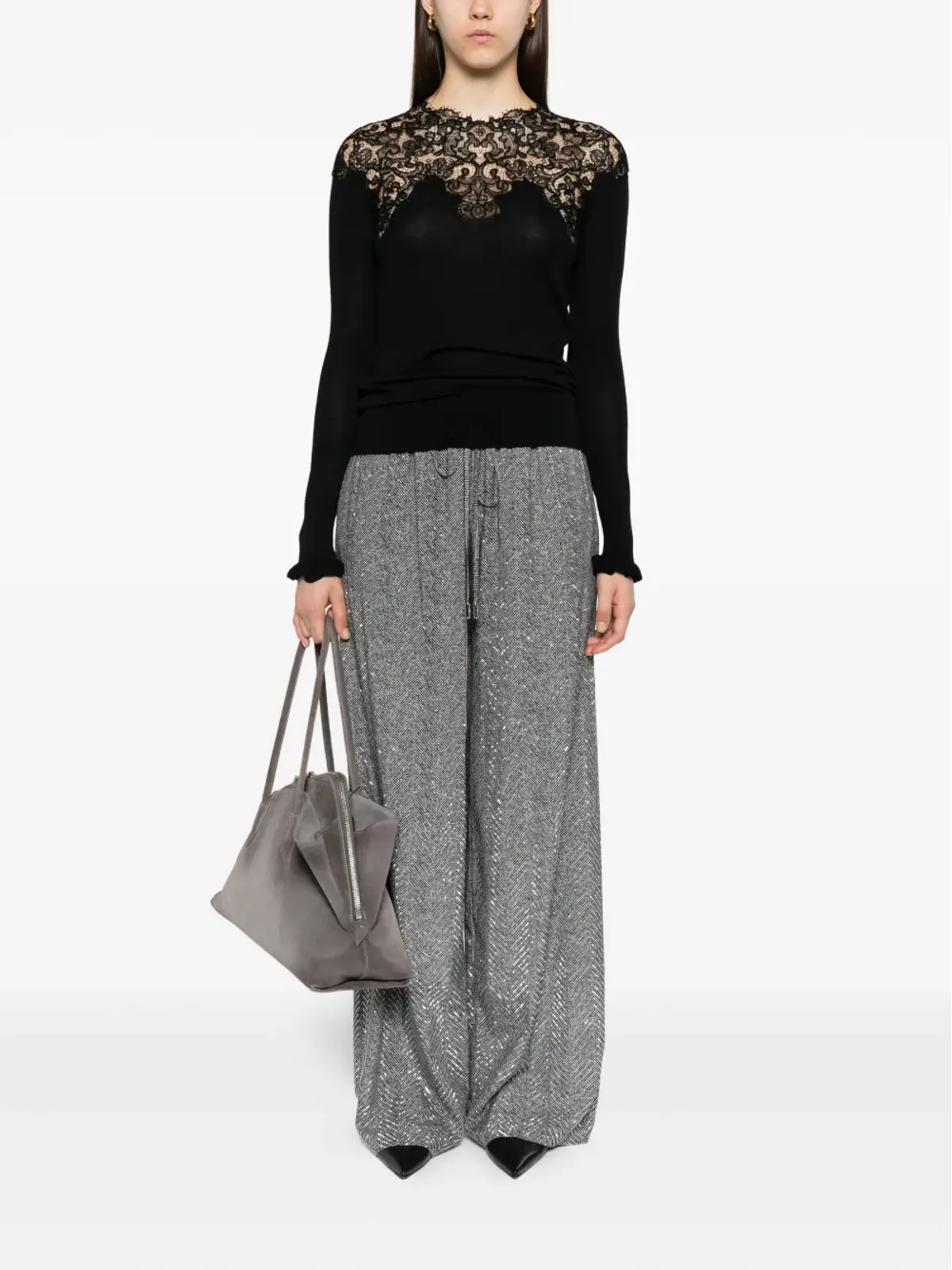 Ermanno Scervino レーストリムのメリノウールTシャツ - 画像2
