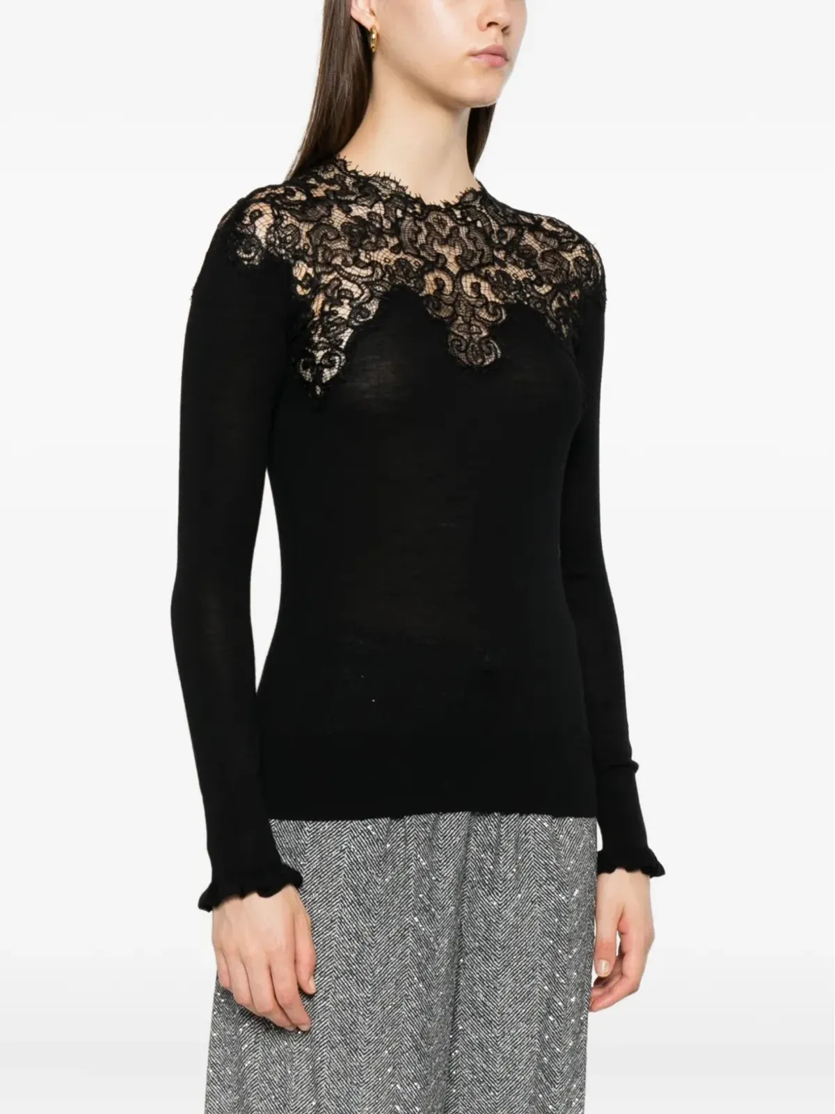 Ermanno Scervino レーストリムのメリノウールTシャツ - 画像3
