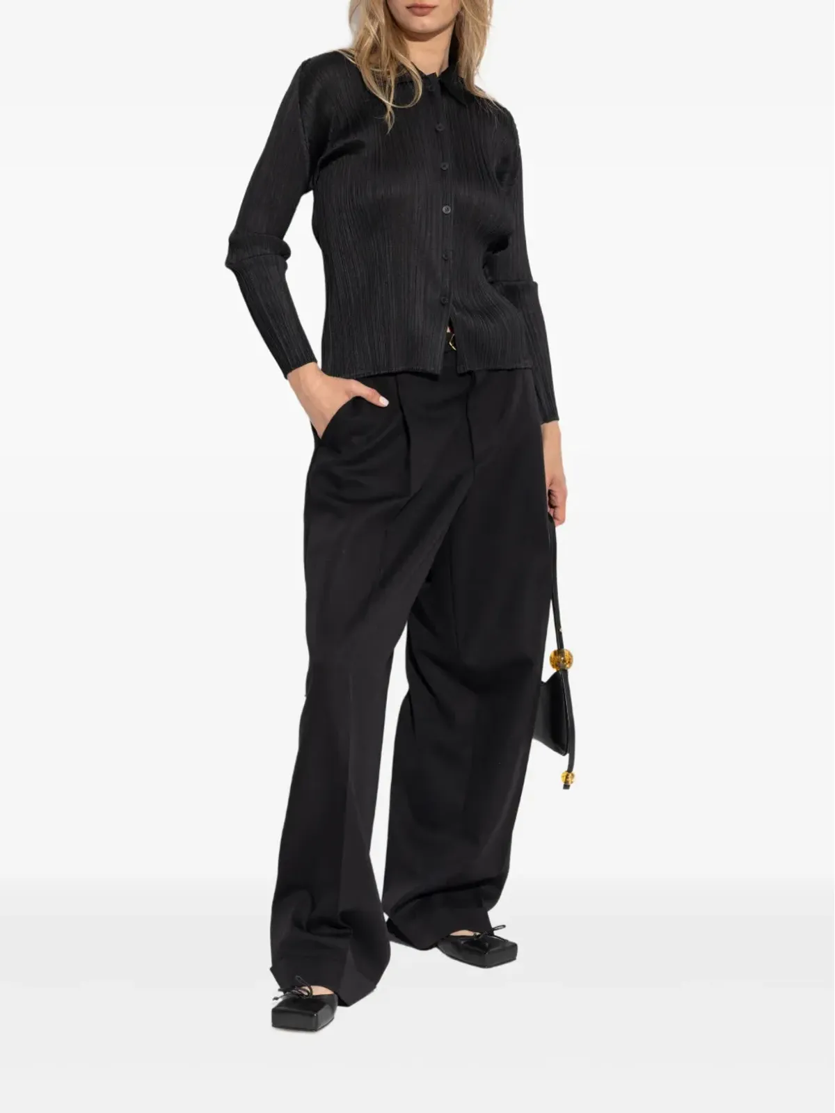 Pleats Please Issey Miyake Basics pleated long-sleeve shirt - 画像2