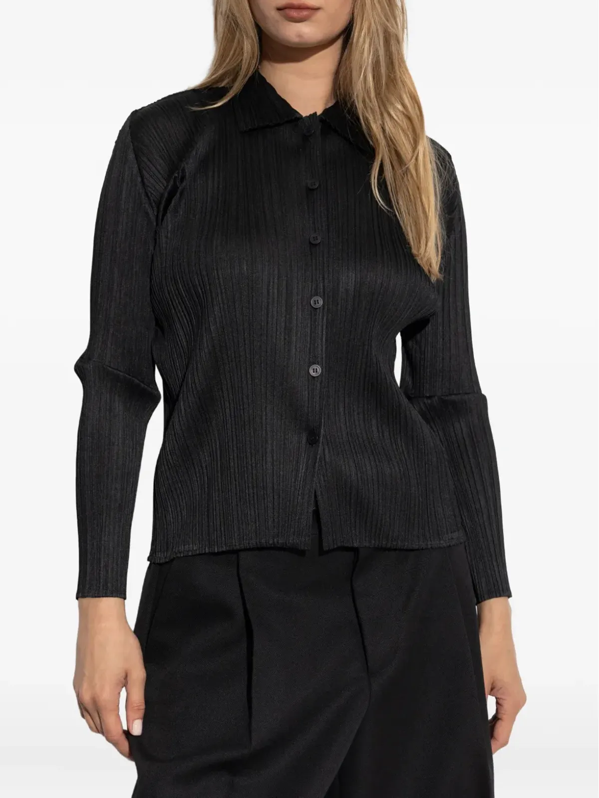 Pleats Please Issey Miyake Basics pleated long-sleeve shirt - 画像3