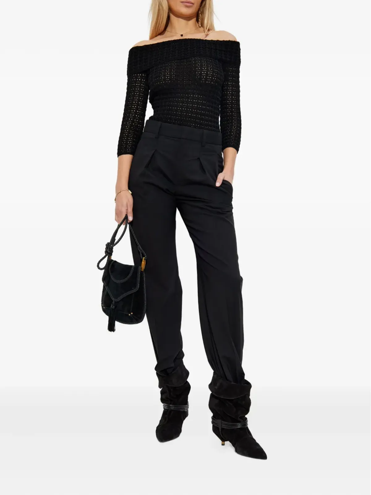 ISABEL MARANT バージンウールブレンド ストレートレッグパンツ ブラック - 画像2