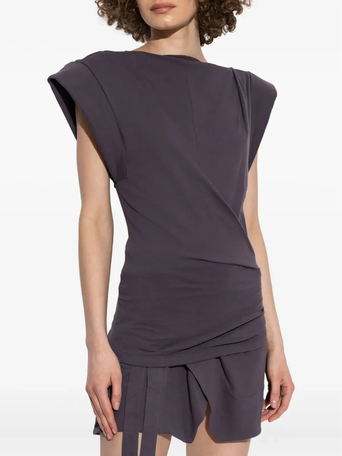 ISABEL MARANT ドレープショルダー コットンTシャツ - パープル - 画像3