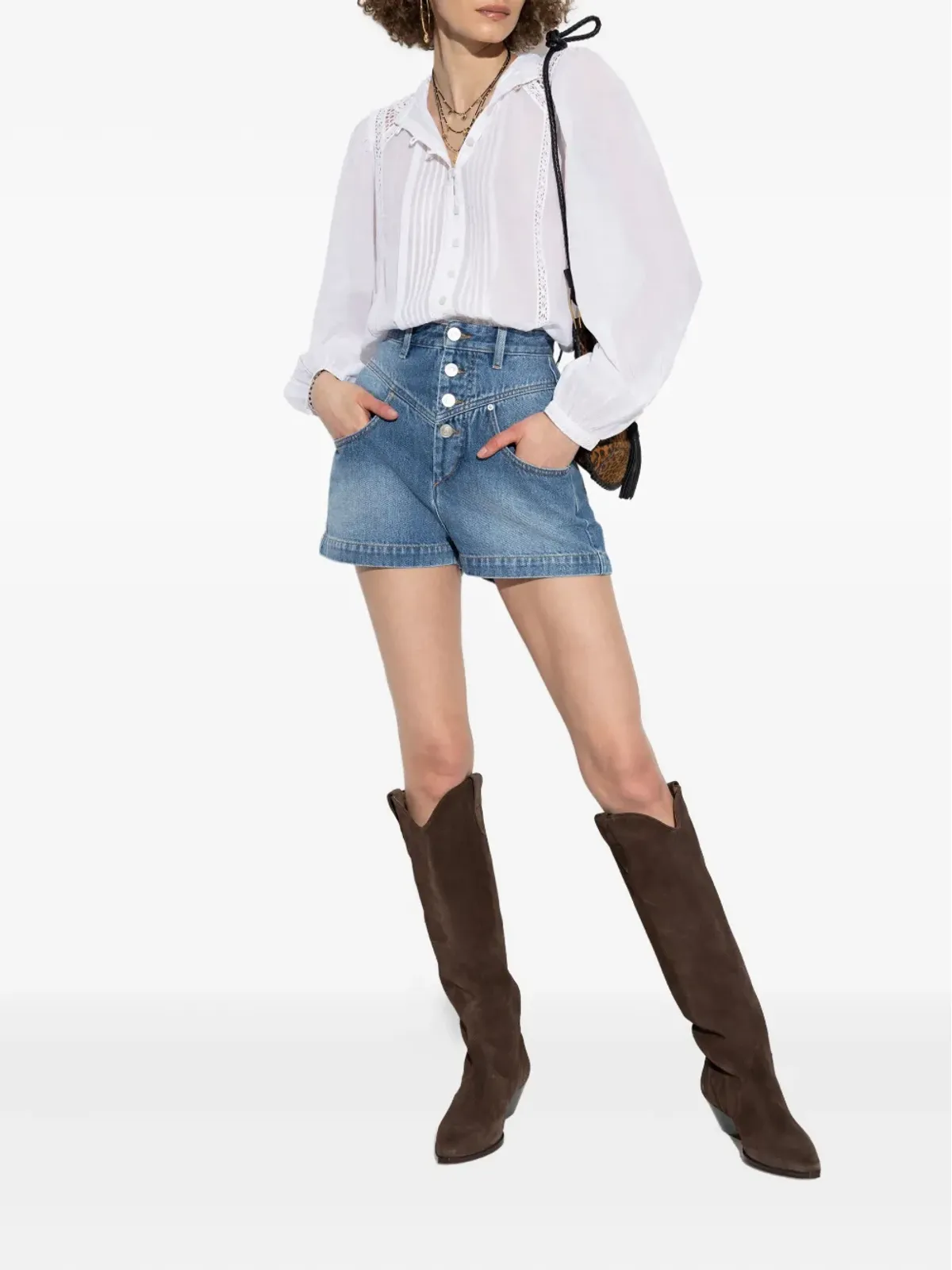 ISABEL MARANT ボタン留め付きデニムショーツ - 画像2